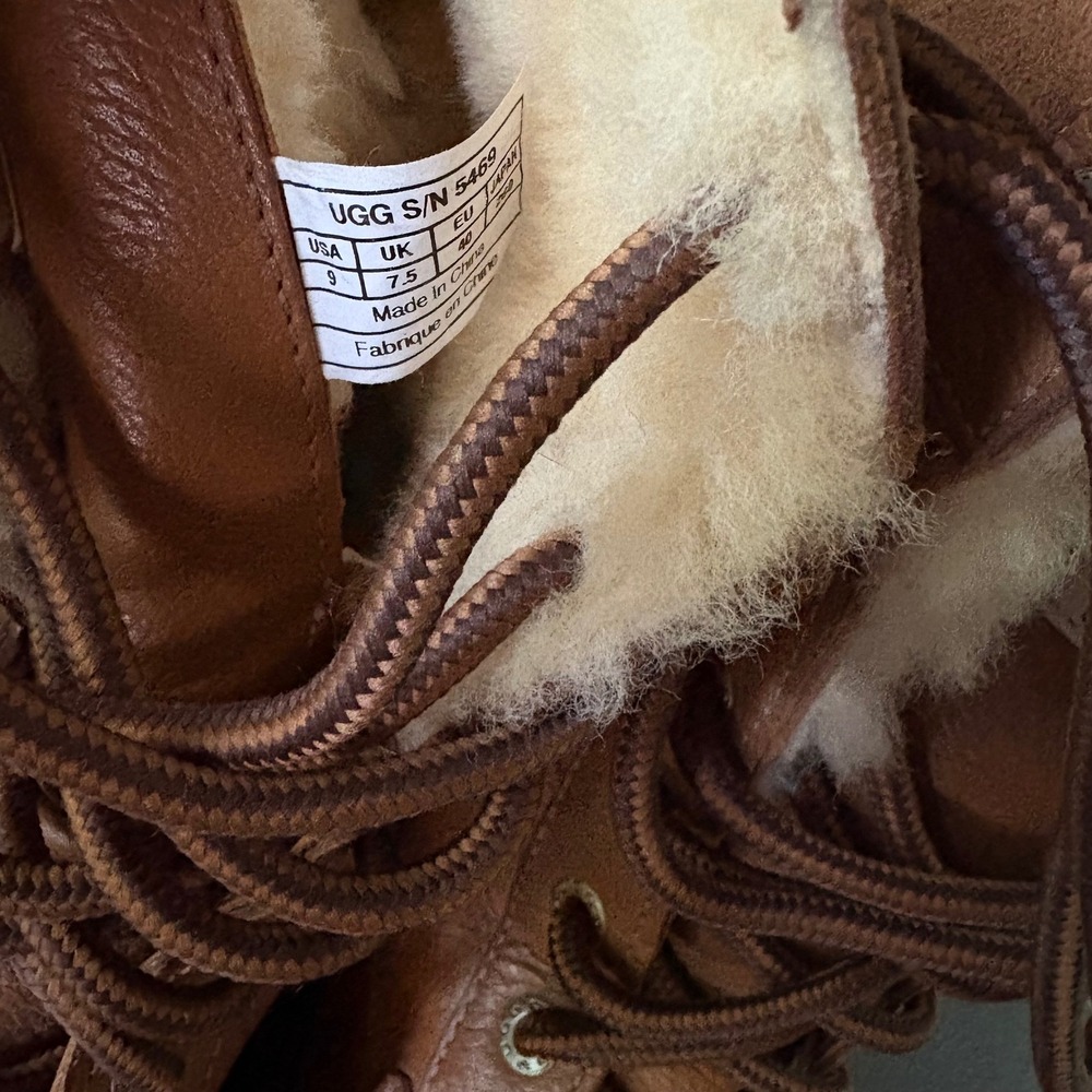 Ugg Adirondack snow Boots leather lambs wool ski boots winter size 9 chestnut - Picture 8 of 11